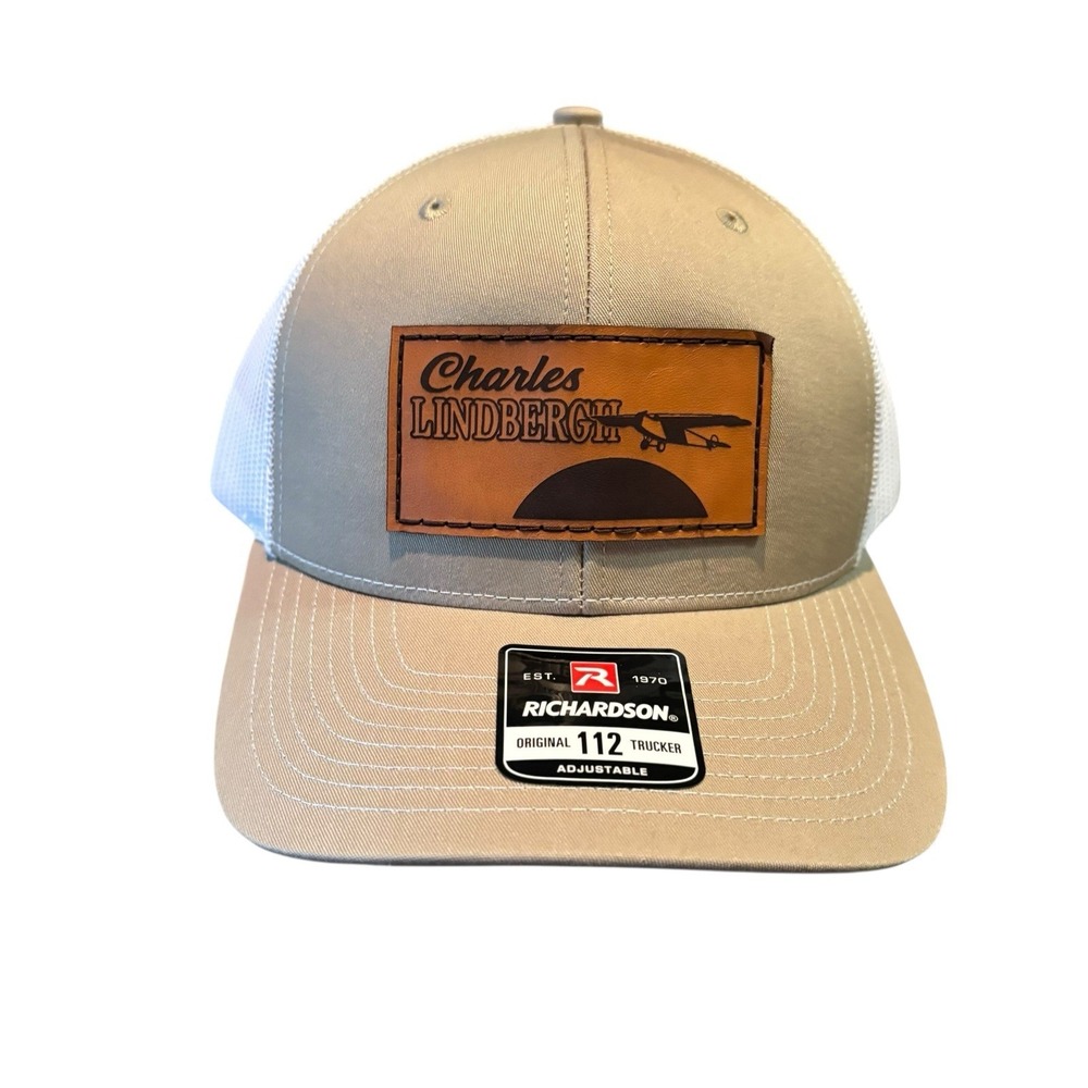 Charles Lindbergh Trucker Hat Richardson 112 Tan Orange Mesh Snapback Cap